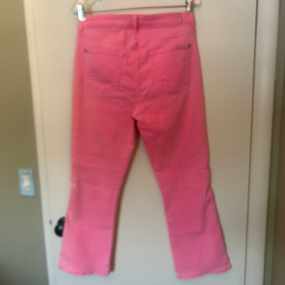 NEW (NWOT) 7 For All Mankind Pink High Waist Slim Kick Jeans w/ wh. piping sz 30 - Picture 8 of 13